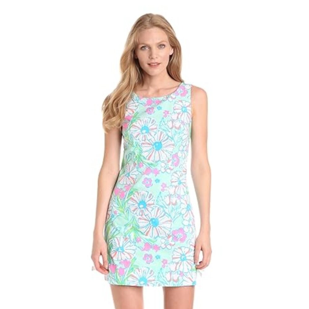 Lilly Pulitzer Delia Shift Dress in Sand Bar Blu Splish Splash - Size 2